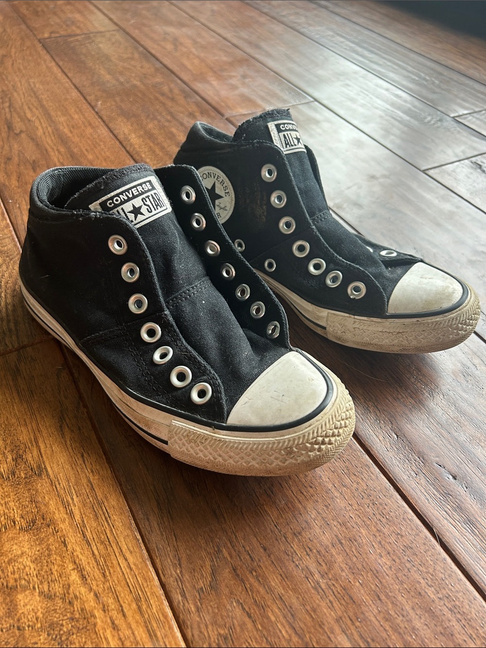 Converse Kids Black Canvas High-Top Sneakers with White Toe. NO LACES